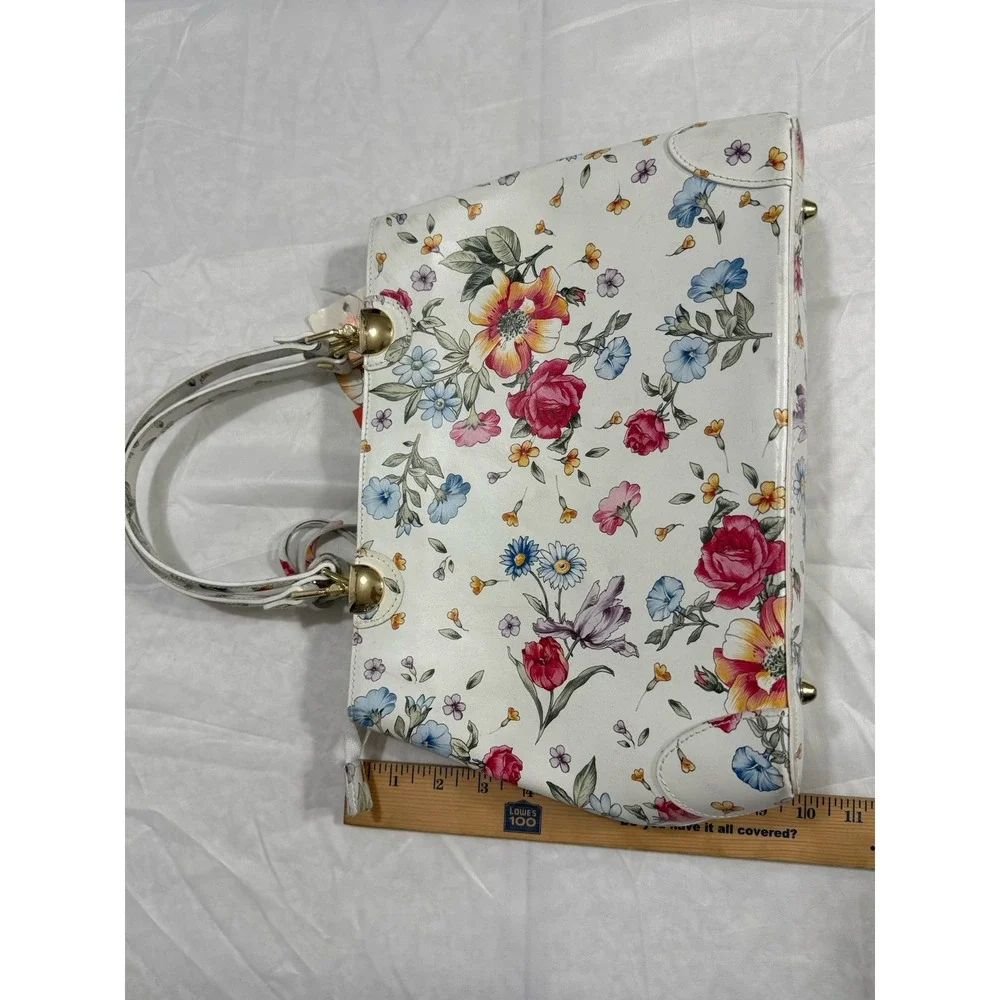 Borse In Pelle Genuine Leather Floral Print  Women's Purse Made‎ In Italy NEW